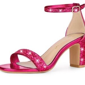 ( NEW), US, Hot pink glitter ankle strap sandal, size 9